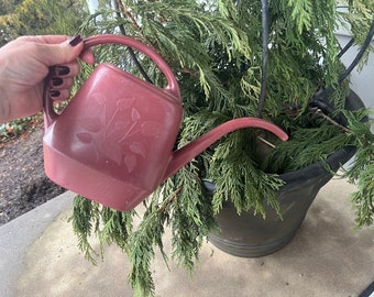 Indoor Watering Can Burgundy Maroon Hard Plastic Vintage Retro Home Garden Outdoor Patio Balcony Herb Garden Watering Can