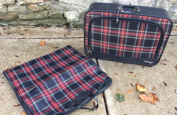 plaid luggage
