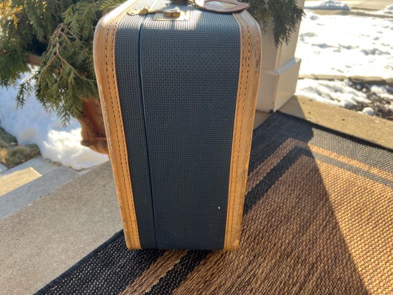 Blue Hard Side Suitcase Vintage Stackable Trunk F… - image 3