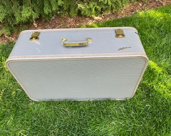 Lady Baltimore Blue Gray Suitcase Vintage Luggage Hard Case Retro Storage World Travel Carrier Suitcase