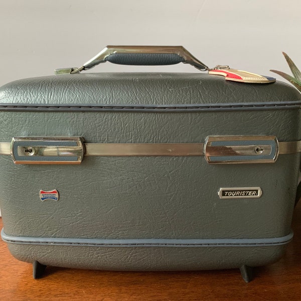 American Tourister Train Case Vintage Luggage  Hard Case Storage Travel Carrier Makeup Case Vintage Retro Travel Carry On Suitcase