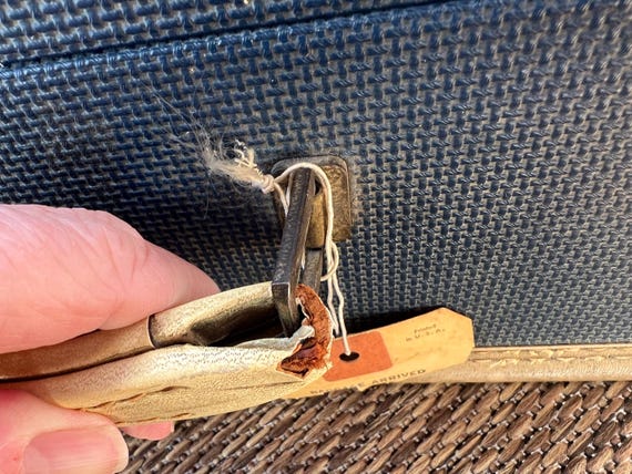 Blue Hard Side Suitcase Vintage Stackable Trunk F… - image 8