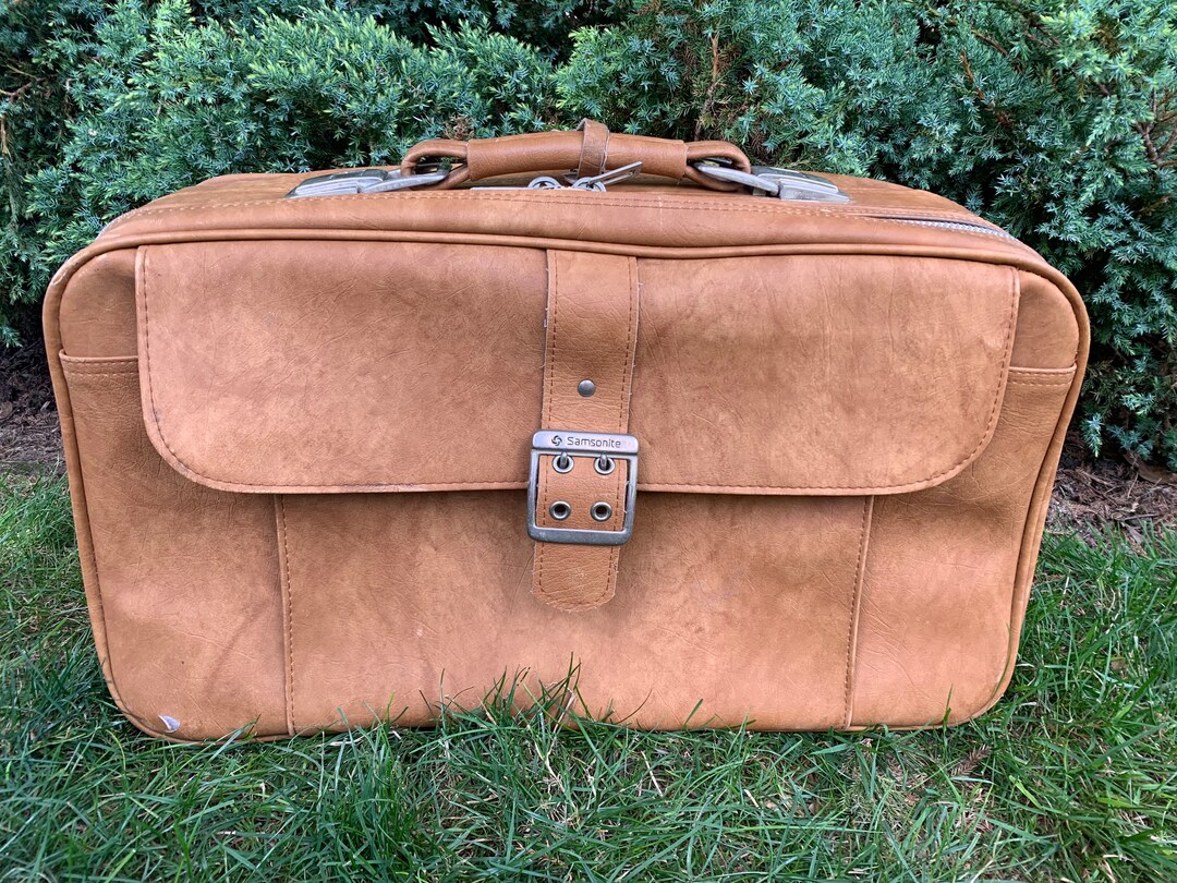 Samsonite Soft Side Overnight Suitcase Brown Faux Leather Vintage Carry
