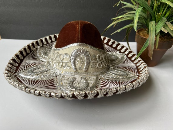 Pigalle Sombrero Brown Velvet with Silver Sequins… - image 2