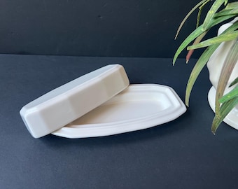 Pfaltzgraff White Heritage Butter Dish Vintage White Ironstone Type Farmhouse Kitchen Decor Butter