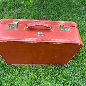 Brown Hard Side Suitcase BELBER Neolite Vintage Stackable Trunk Brass Locks Storage Box Retro Train Case Travel Luggage