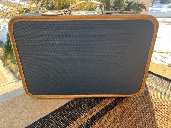 Blue Hard Side Suitcase Vintage Stackable Trunk F… - image 4