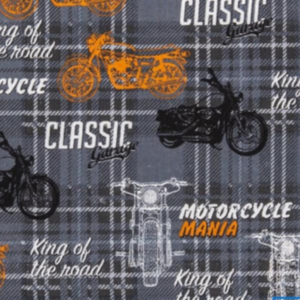 Motorcycle Fabric, Black Motorcycles, Orange Motorcycles, White Motorcycles, Motorcycle Quilting Cotton, Motorcycles Quilt, Dark Gray Fabric