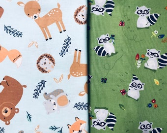 Animal fabric, bear fabric, raccoon fabric, deer fabric, fox fabric, woodlands animal fabric, animal cotton, hedgehog fabric, squirrel