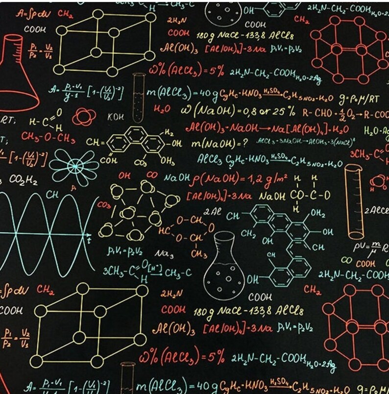 Chemistry Formula Fabric Molecule Fabric Chemical Reaction Etsy