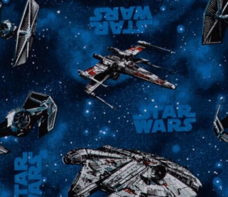 Star Wars Fabric, Galactic Fabric, Star Wars Ships Fabric, Blue Star