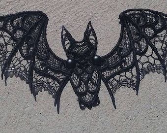 Lace Halloween Bat, Embroidered Gothic Hanging Bat, Handmade Decoration