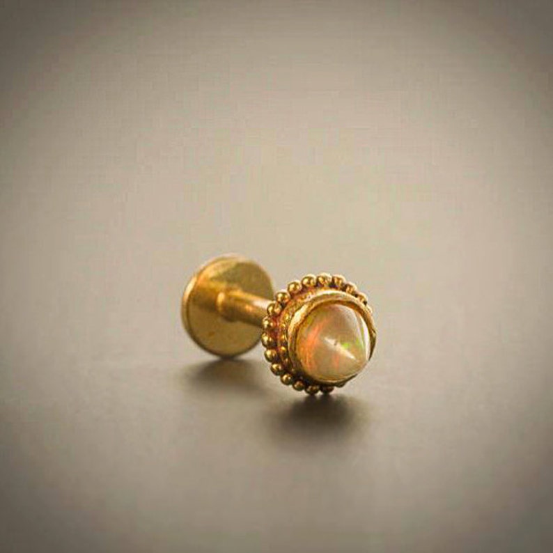 Gold Opal Labret Stud 16g Labret Ear Cartilage Opal Stud Etsy