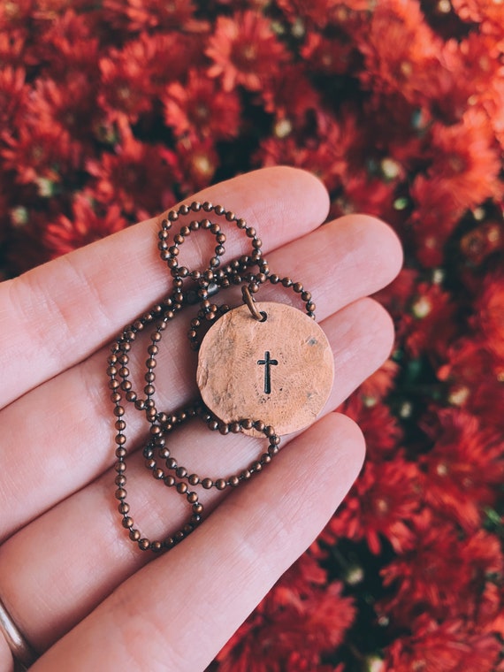 Smashed Penny Cross Necklace Christian 