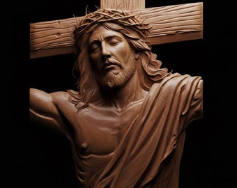 Jesús Crucificado Archivo STL para grabado Router CNC