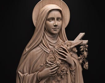 St Therese of Lisieux Archivo STL para grabado en Router CNC