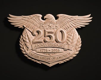 America 250 Anniversary Eagle Archivo STL para tallado grabado router cnc