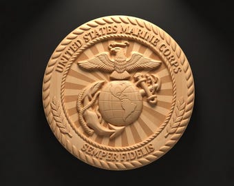 Emblema del Cuerpo de Marines de EE. UU. Archivo STL para tallado grabado router cnc