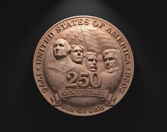 America 250 Anniversary Mount Rushmore Archivo STL para tallado grabado router cnc