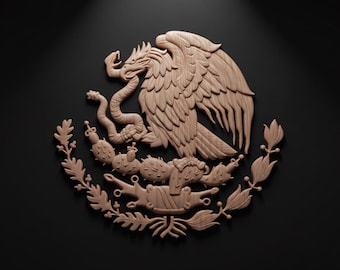 STL Escudo Nacional Mexicano Grabado Router CNC 3D Mexico