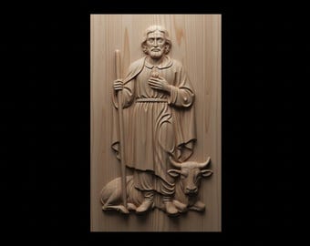 San Isidro Labrador Archivo STL 3D para grabado en Router CNC