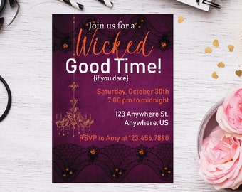 Editable Halloween Invitation, Halloween Party Invitations, Halloween Invites, Costume Party Invitation, Adult Halloween Party