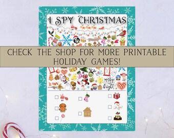 Printable Christmas I Spy Game, Printable Christmas I Spy Game, Kids I Spy, Childrens I Spy, I Spy Printable, Christmas Game