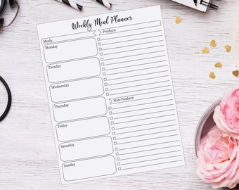 Printable Meal Planner, 2019 Planner Menu, Meal Planner, Weekly Meal Planner, Daily Menu Planner, Weekly Menu Board