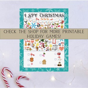 Printable Christmas I Spy Game, Printable Christmas I Spy Game, Kids I Spy, Childrens I Spy, I Spy Printable, Christmas Game