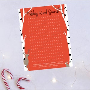 Christmas Word Search Printable, Holiday Word Search Printable, Holiday Party Game, Last Minute Christmas Party Ideas, Christmas Word Game