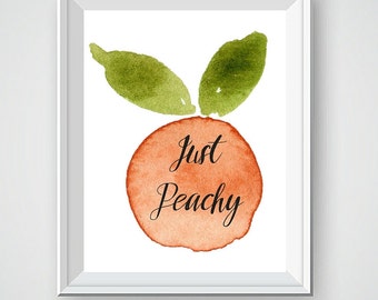 Peach Kitchen Decor, Kitchen Art, Watercolor Art, Peach Art, Kitchen Art, Kitchen Wall Decor, Wall Art Decor, Kitchen Wall Art