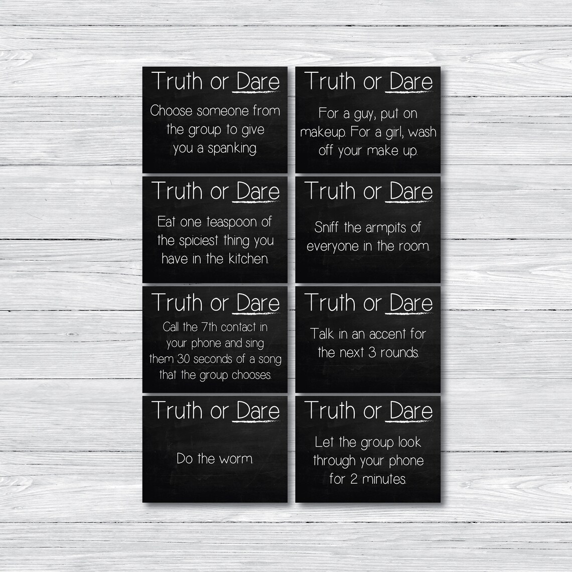 48 Printable Truth or Dare Cards Truth or Dare Party Cards - Etsy