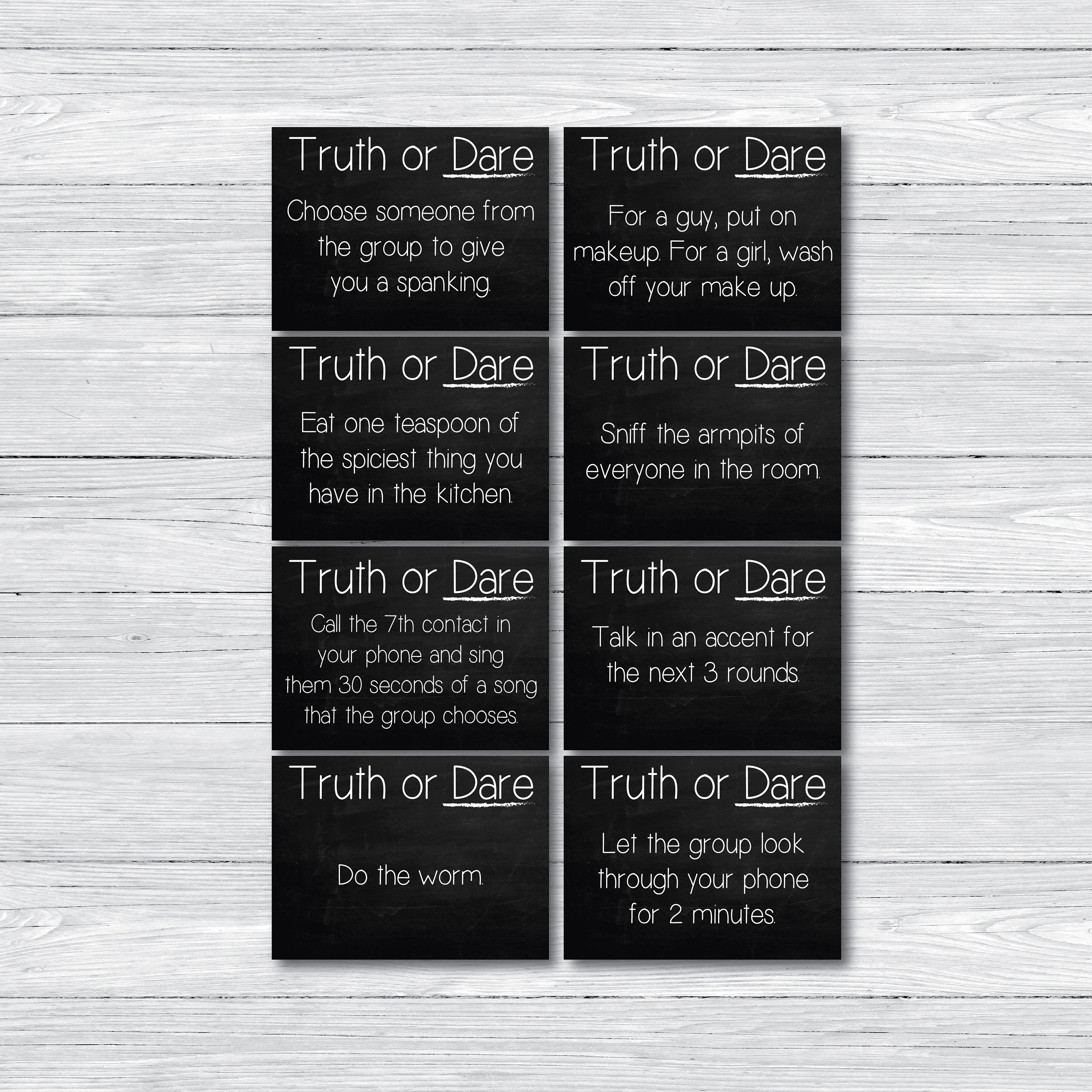 48 Printable Truth or Dare Cards Truth or Dare Party Cards Etsy