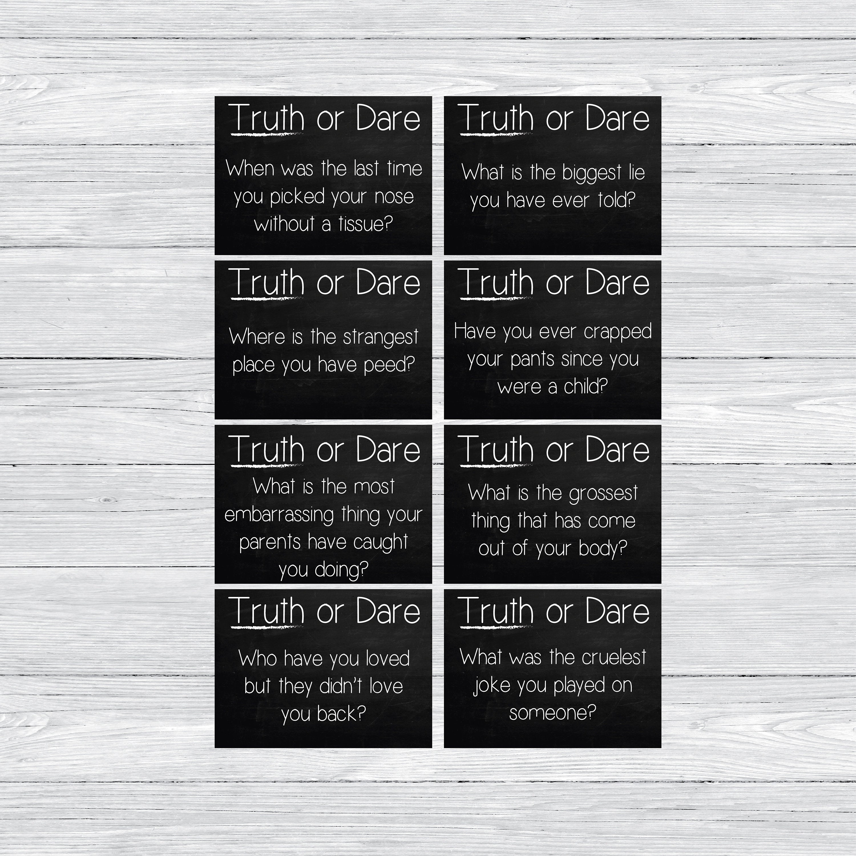 48 Printable Truth or Dare Cards Truth or Dare Party Cards Etsy UK