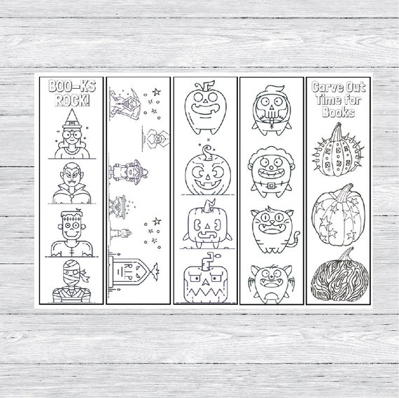 halloween bookmark coloring bookmark halloween coloring etsy