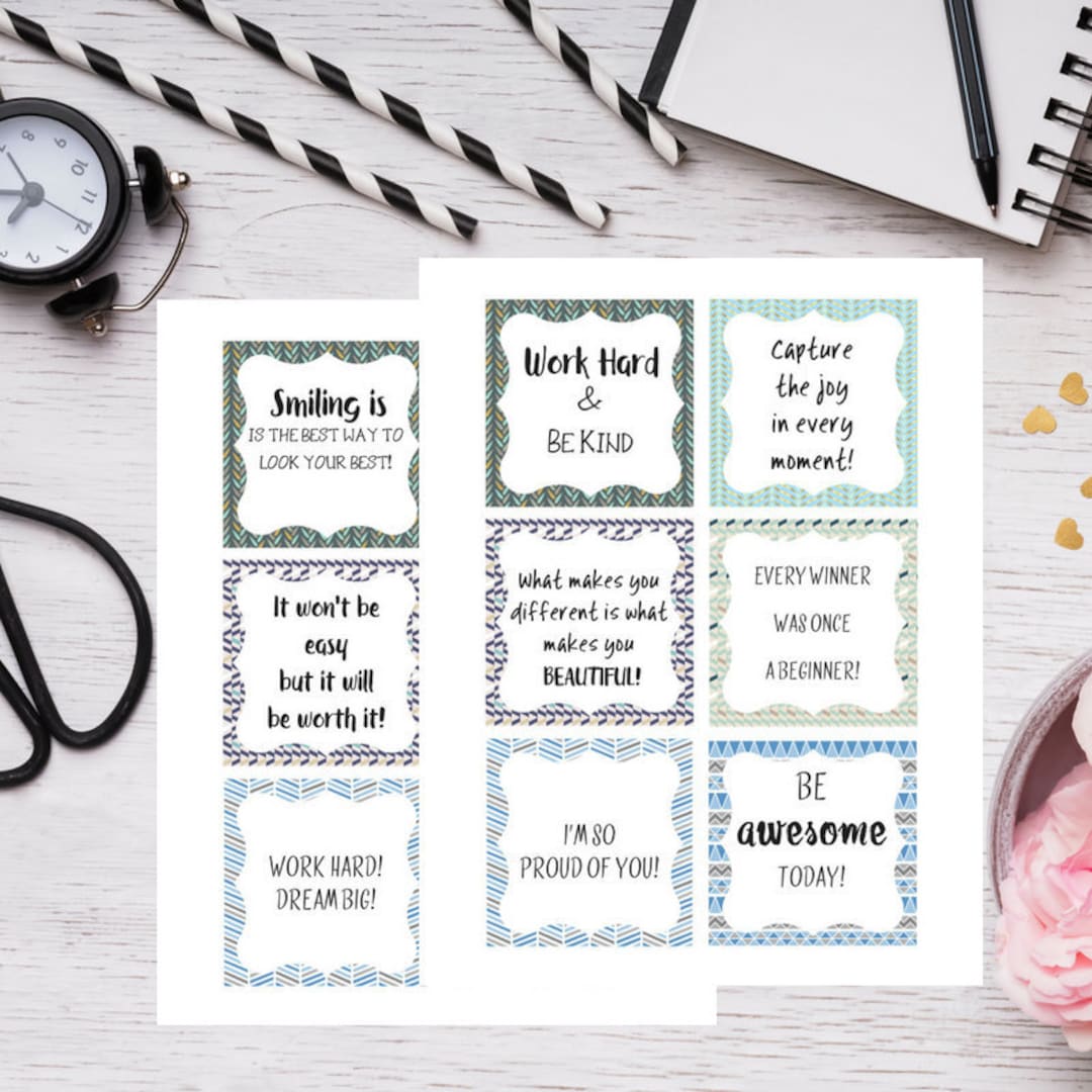 Printable Lunch Box Notes, Inspirational Lunch Box Quotes, Lunch Box