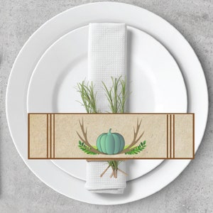 Printable Thanksgiving Napkin Rings, Teal Pumpkin Napkin Ring, Thanksgiving Decoration, Paper Napkin Rings, Fall Napkin Ring, Napkin Holder