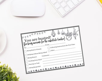 Substitute Teacher Note, Teacher Mail, Note from the Teacher, Teacher Report, Good Report from Teacher Printable, Reward Note Home