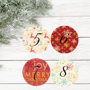 Red Printable Advent, Printable Advent Calendar, Countdown Christmas ...