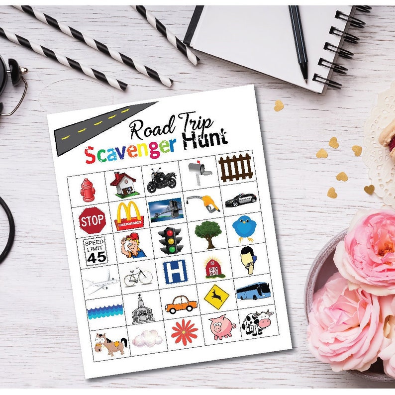 Printable Road Trip Scavenger Hunt Game, Printable Travel Scavenger Hunt Game, Printable Car Game, Kids Car Game, Travel Game image 1