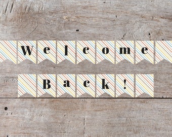Welcome Back Sign, Welcome Back Sign, Welcome Back Banner, Printable Banner, Printable Sign, Digital Download, Colorful Banner, Arrow