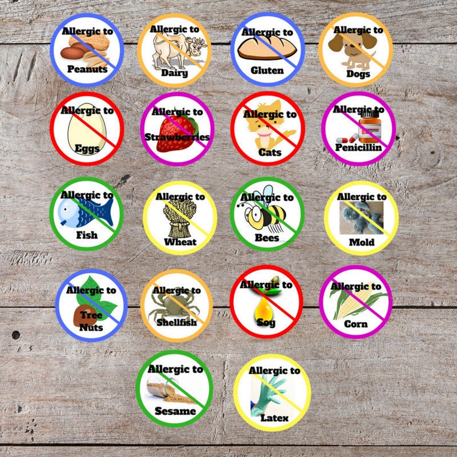 Printable Allergy Sticker Printable Allergy Allergy Alert Etsy