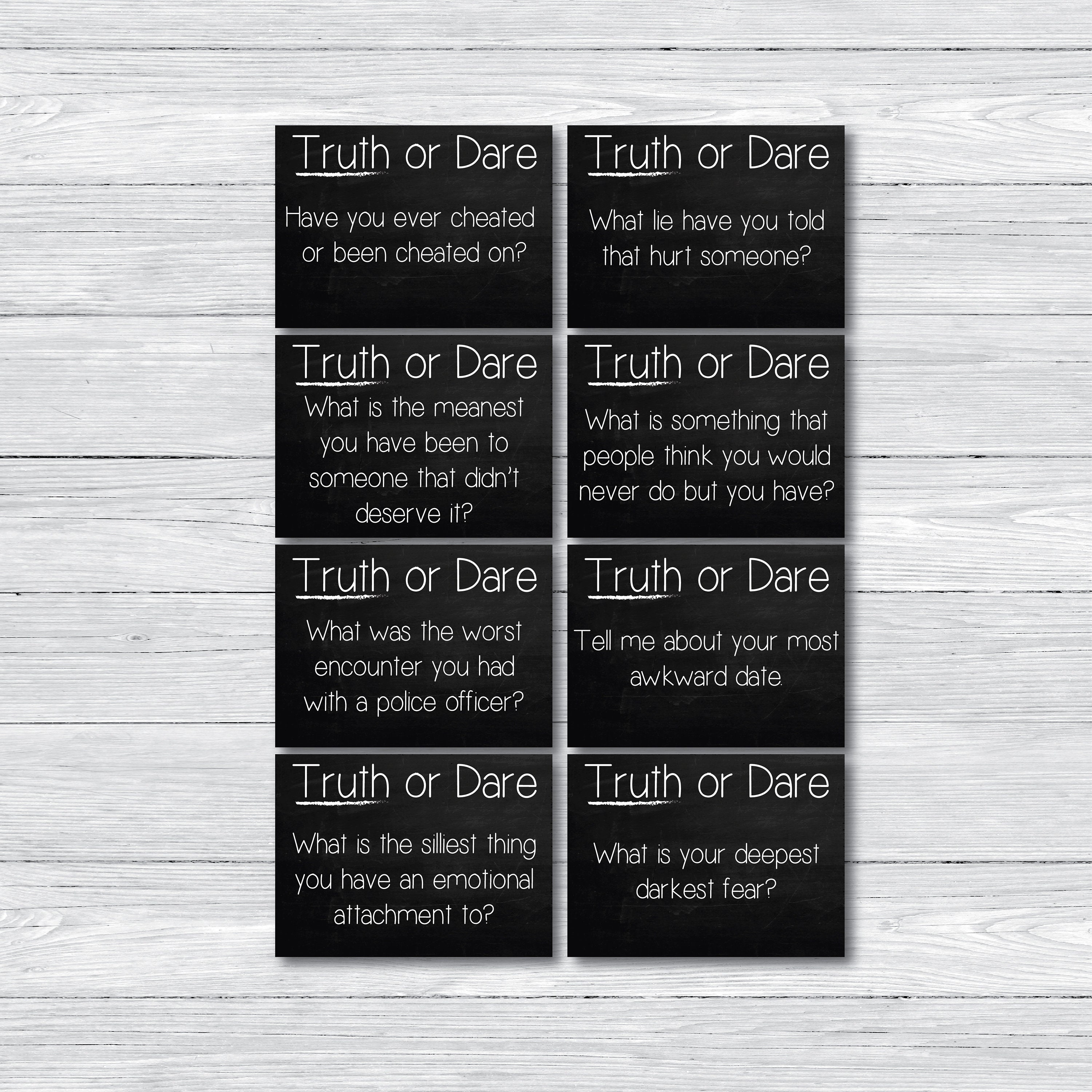 48 Printable Truth or Dare Cards Truth or Dare Party Cards Etsy