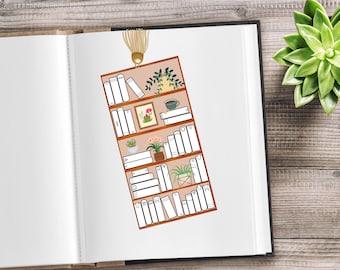 Printable Bookshelf Bookmarks, Reading Tracker, Coloring Bookmarks Printable, Bookshelf Template, 35 Books Bookshelf Bookmark