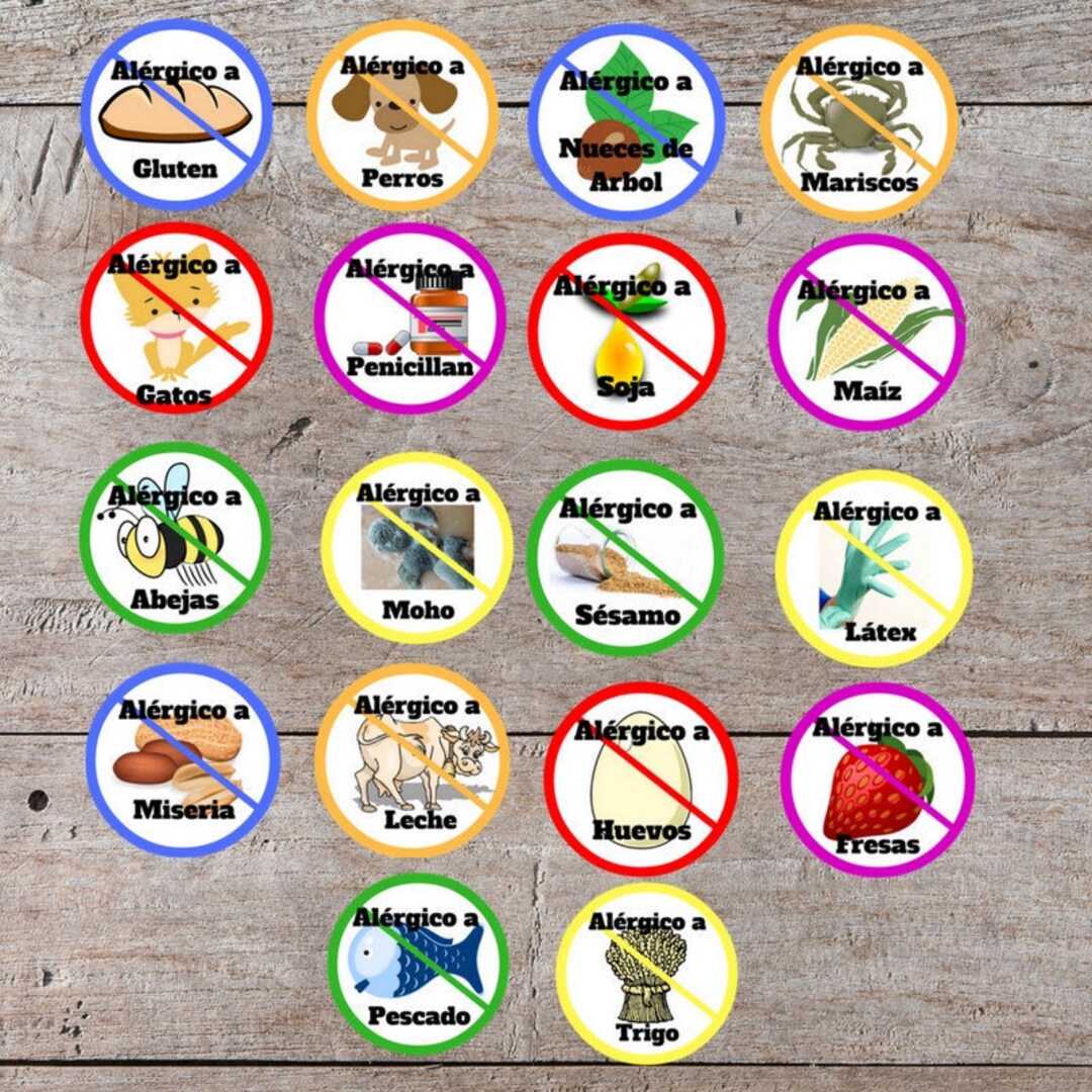 Spanish Allergy Sticker, Printable Allergy, Allergy Alert, Medical ...