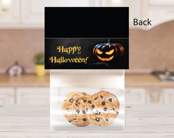 Printable Kids Halloween Bag Topper, Pumpkin Bag Topper, Spooky Treat Bag Topper, Pumpkin Halloween Treat Topper, Baggie Treat Topper