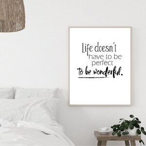 Digital Download Life Doesn&#39;t Have to Be Perfect To Be Wonderful Printable Art, Modern Wall Art, Arrow Wall Art, Minimalistic Home Decor
