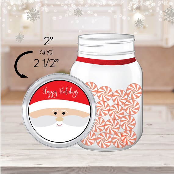 Druckbares Einmachglas-Etikett für Weihnachtsmann, Weihnachtsmann- Einmachglas-Etiketten, Feiertags-Einmachglas-Etikett, Weihnachtstafel, Einmachglas-Aufkleber-Etiketten