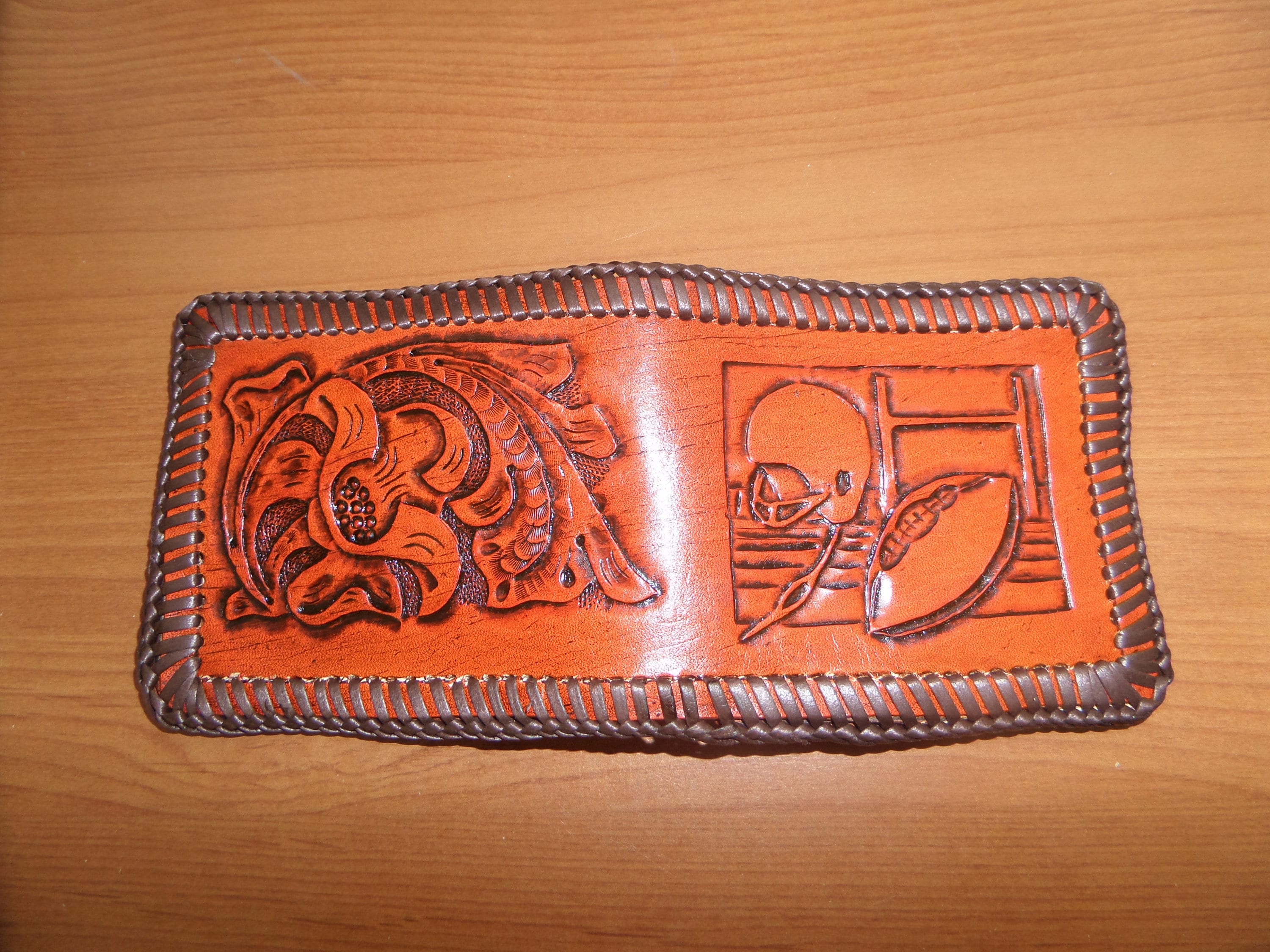 Leather Carved Wallet Football Design Wallet Men's Etsy