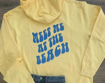 Meet Me at the Beach Retro Keychain Car key Yellow and Blue Hooded Sweatshirt